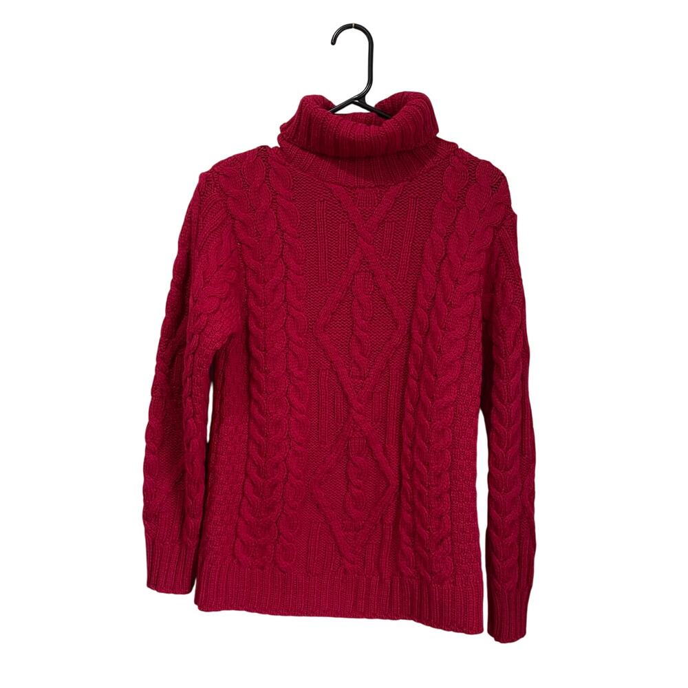 Aran Crafts Vintage Pink 100% Merino Wool Fisherman Cable Knit Sweater